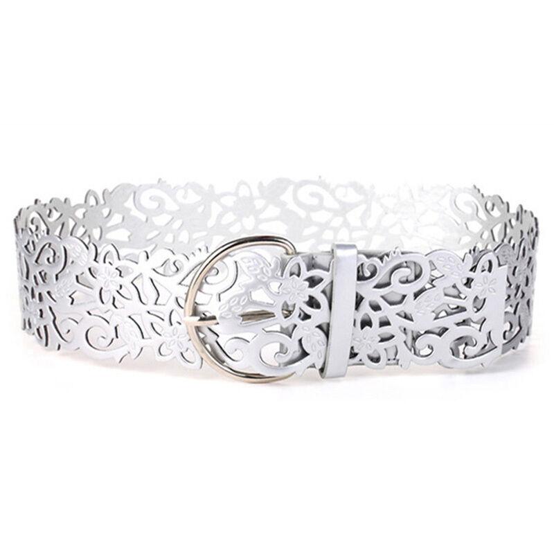 

Жіночі видовжені ремені з широкою пряжкою та поясом із застібками на талії, сукня, пояс із штучної шкіри срібний