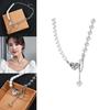 Elegant Korean Style Titanium Steel Heart Shaped Necklace With Pearl Chain Design