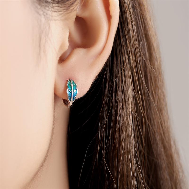 925 Silver Floral plant series greenery iris vine Hoop Earrings For Women Wedding Engagement Birthday Jewelry Gift