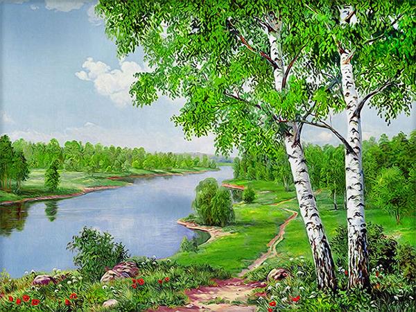 5D Diy Ζωγραφική με Διαμάντια Δέντρο Ποτάμι Πλήρες Τετράγωνο Στρογγυλό Κέντημα Ψηφιδωτό Φυσικό Τοπίο Διακόσμηση Σπιτιού