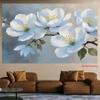 2D Flat Floral Art Backdrop Light Blue Magnolia with Green Leaves Background Cloth