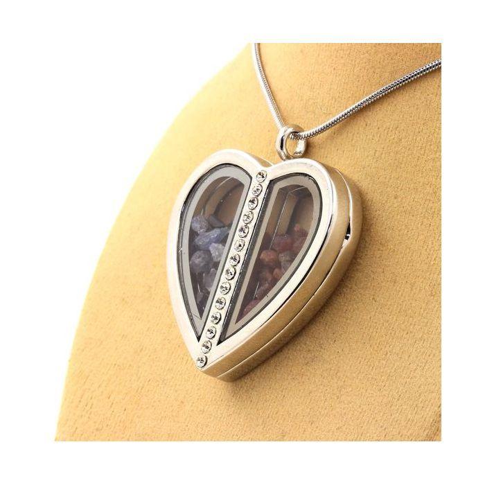 Pierres et Minéraux. Collier Saphir + Tourmaline multicolore brut. Modèle coeur.