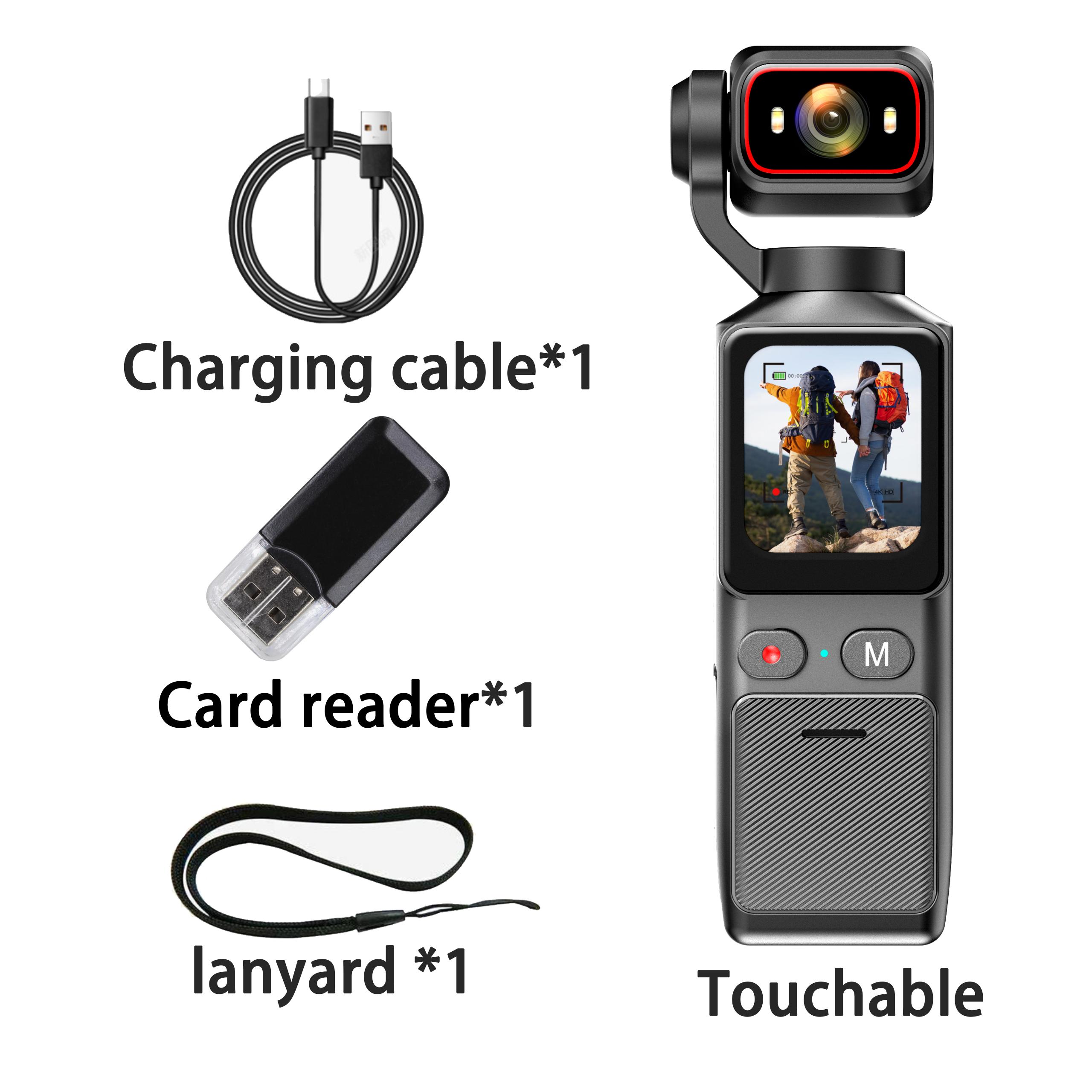 

4K Pocket Action Camera with 1.69 HD TouchScreen Image Stabilization Sport BodyCam Portable Small Digital Vlog Camera with WiFi on Card