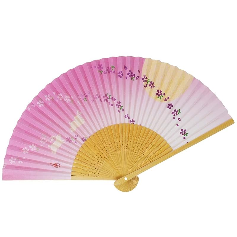 

[Fashionable kimono Iroha] fan Women s folding fan with scent White bamboo carving Rabbit on the moon