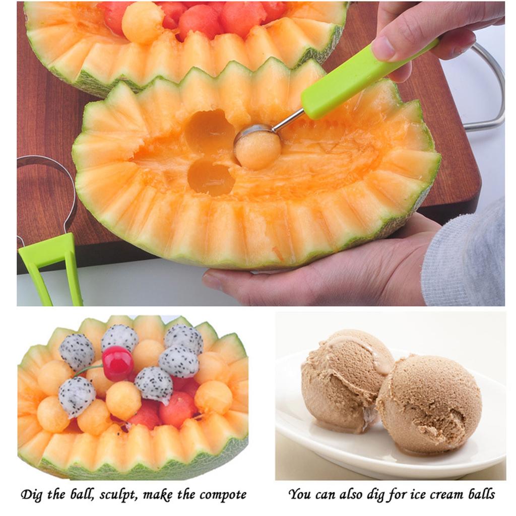 Melonenausstecher-Set, 4-in-1-Obstausstecher-Formen, Wassermelonen-Obstausstecher, Obstschnitzwerkzeuge