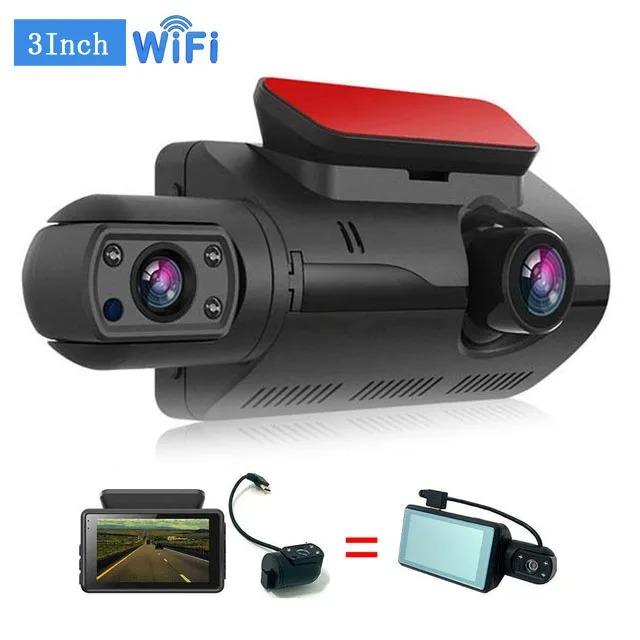 Neuer drehbarer 1080P-Autofahrrekorder mit Doppelobjektiv und Blackbox-Autovideorecorder mit WLAN, Nachtsicht, G-Sensor, Loop-Aufnahme, DVR-Autokamera