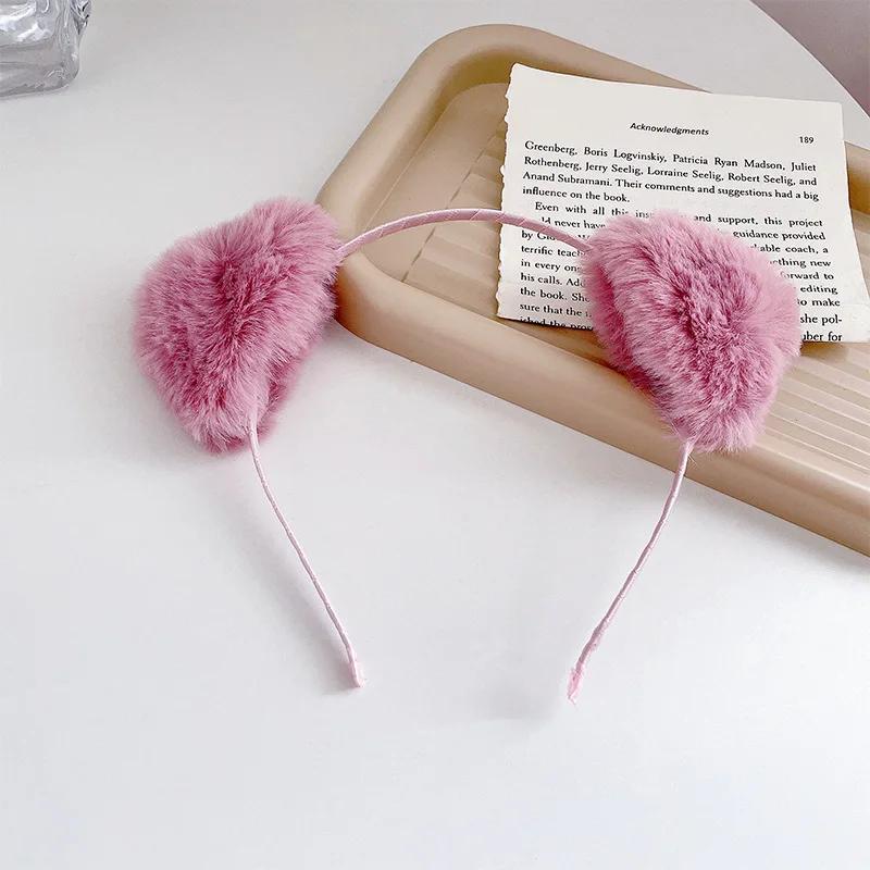 Plush Cat Ears Headband for Women Cartoon Plush Hair Band Anime Cosplay Cute Face Wash Hairband Headware Girls Hair Accessories