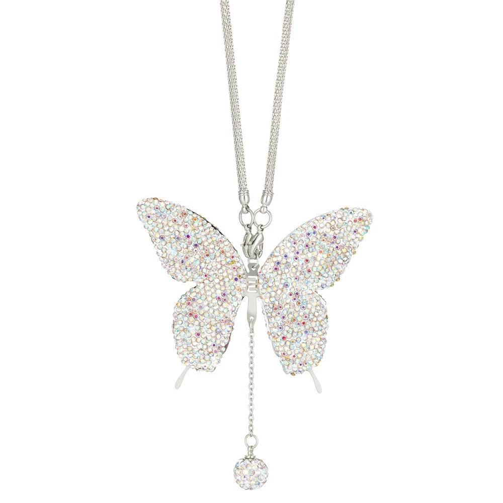 Bling Butterfly Pendant Car Rearview Mirror Hangings Charms Bag Pendant Women Girl Gift Ornaments Auto Interior Decoration