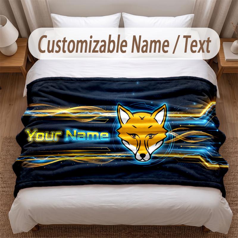 Leicester City Printed Flannel Blanket Custom Name Text Soft Warm Throw For Bedroom Holiday Gift