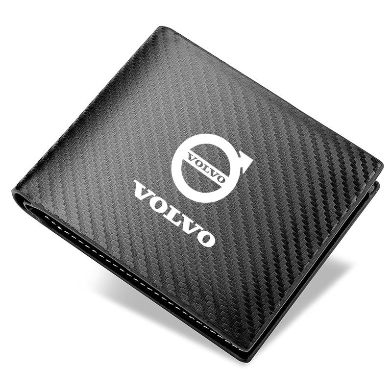 

Leather Carbon Fiber Car Logo Wallet Driver License Credit Card Purses for Volvo Rdesign V40 V50 XC70 XC60 S90 XC90 S60 XC40 V60 сірий