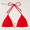2Pcs/Set Women Bikini Set Sexy Solid Color Halter Bra High Waist Swimming Briefs Set Split Beach Swimwear