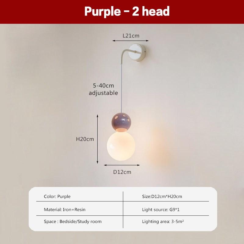 Nordic LED Wall Lamp Macaron Resin 2/3 Heads Lighting Fixtures Bedroom Living Room Study Room Indoor Decorative Luminaire Lustre