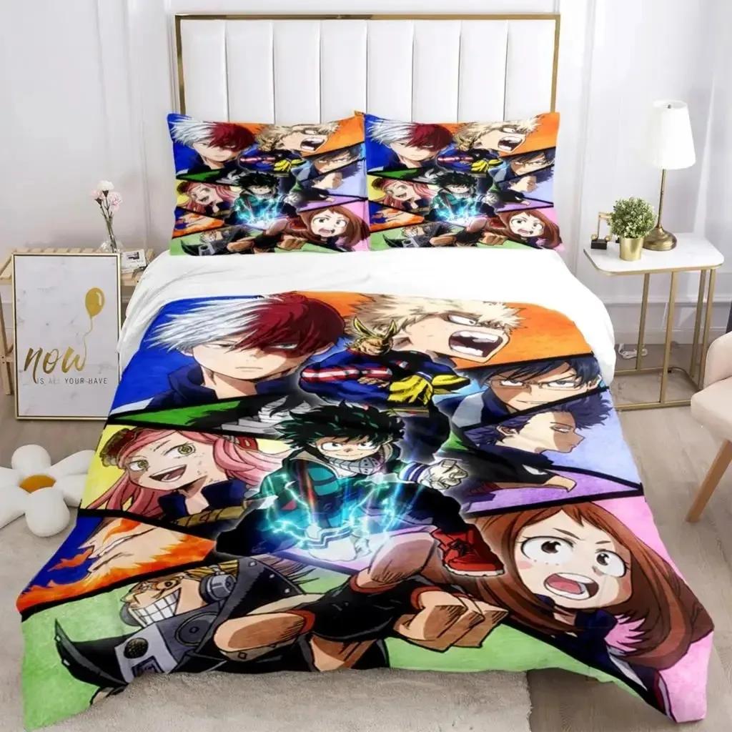Fashion My Hero 3D Anime Print Thre Piece Beding Set Fashion Young Boys Or Adult Peoples For Beds Comfortable Quilt Covers Pilowcases Beding Set Gift