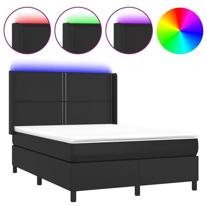 VidaXL Sommier à Lattes de Lit avec Matelas et LED, Lit Rembourré, Lit Double, Lit Adulte de Chambre à Coucher Intérieur, 3139325