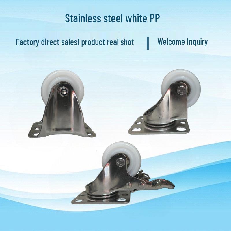 1,5/2palcová 304 Nerezová Ocel Nylonová Nábytková Kolečka s Brzdou, Tichá Otočná Bílá Kolečka