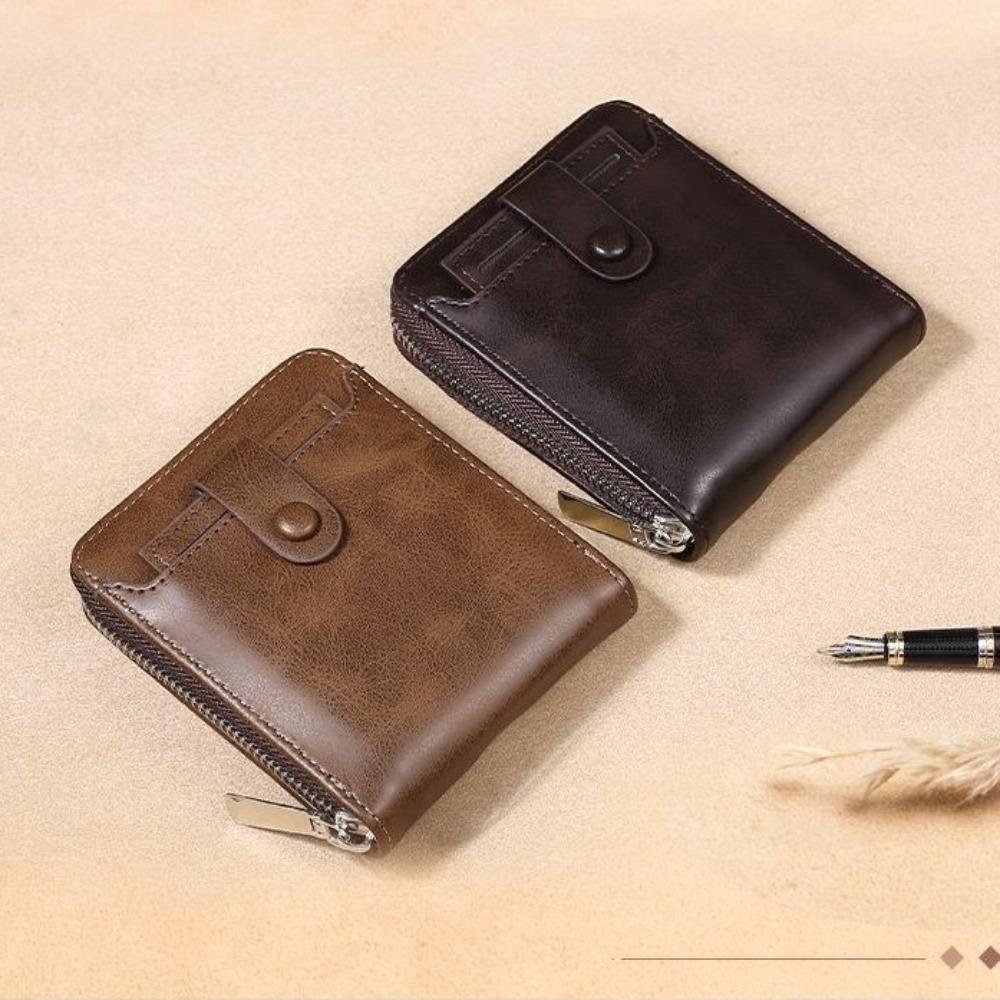 Multifunctional Business Card Bag External PU Leather Card Holder Casual Men Short Wallet  Outdoor