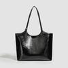 Simple Oil Wax Leather Shoulder Bag Large Capacity Tote Bag Fashion Daily Commuting Versatile Casual Shoulder Bag Women