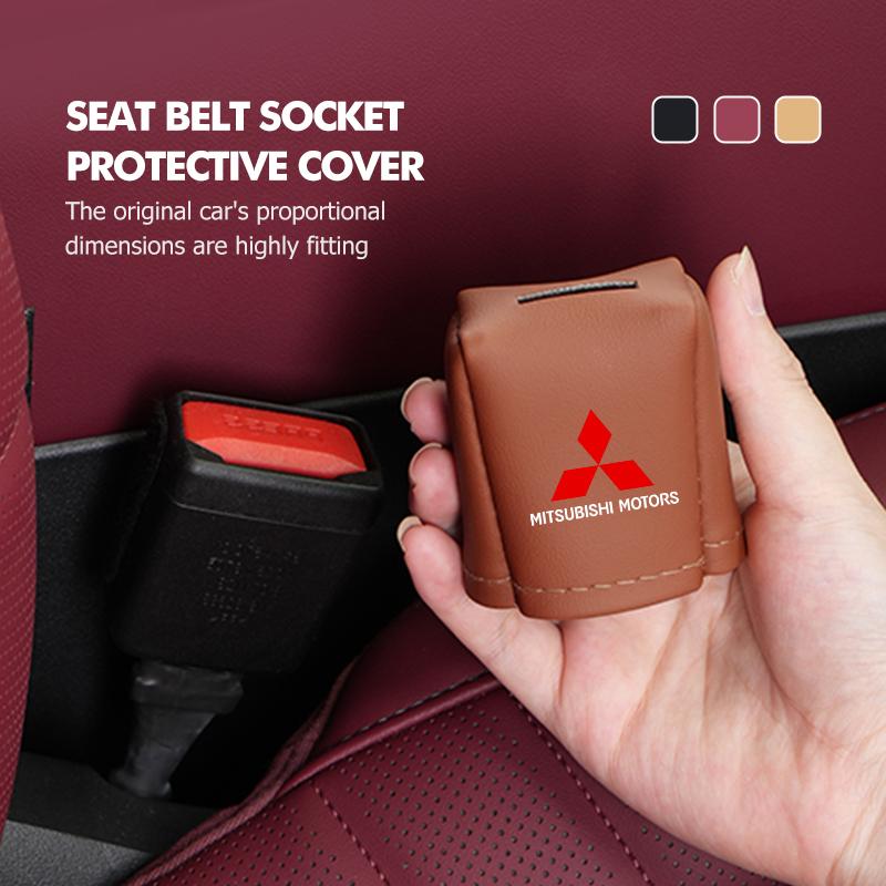 cxdjmy1 For Mitsubishi 1/2PCS Car Leather Seat Belt Buckle Anti-scratch Protector Cover Accessories Outlander Pajero Sport Lancer EX ASX