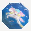 1pc Unicorn and Little twin stars Cartoon Umbrella, Portable 3-Fold Compact Umbrella, Suitable for Camping, Hiking and Travel, Ideal Easter Birthday G
