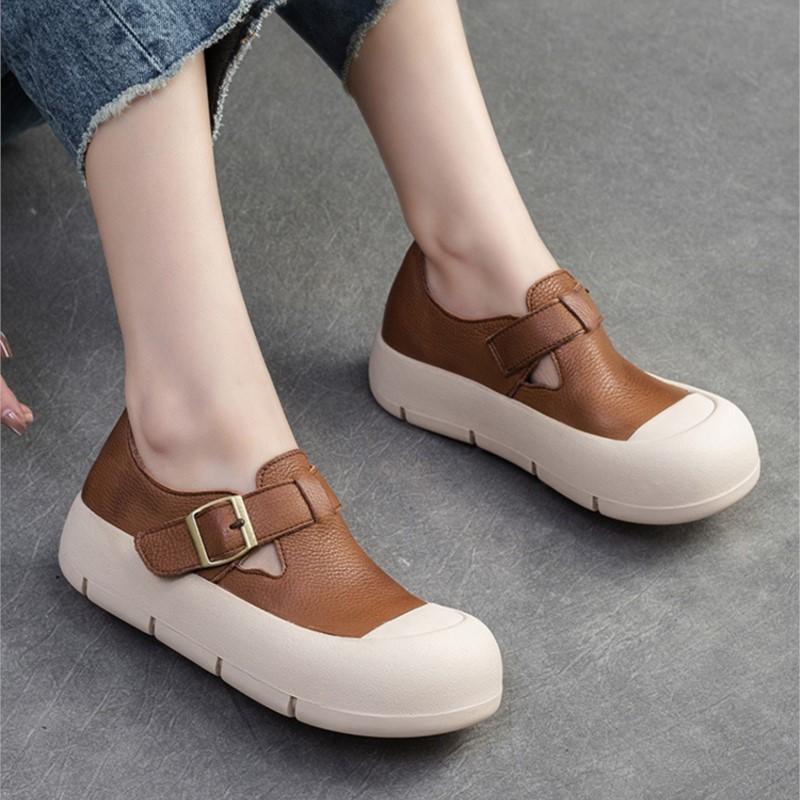 Fashion GKTINOO 2025 Designer Women Flats Slip On Ladies Casual Genuine Leather Flat Handmade Women Shoes Soft Bottom Loafers