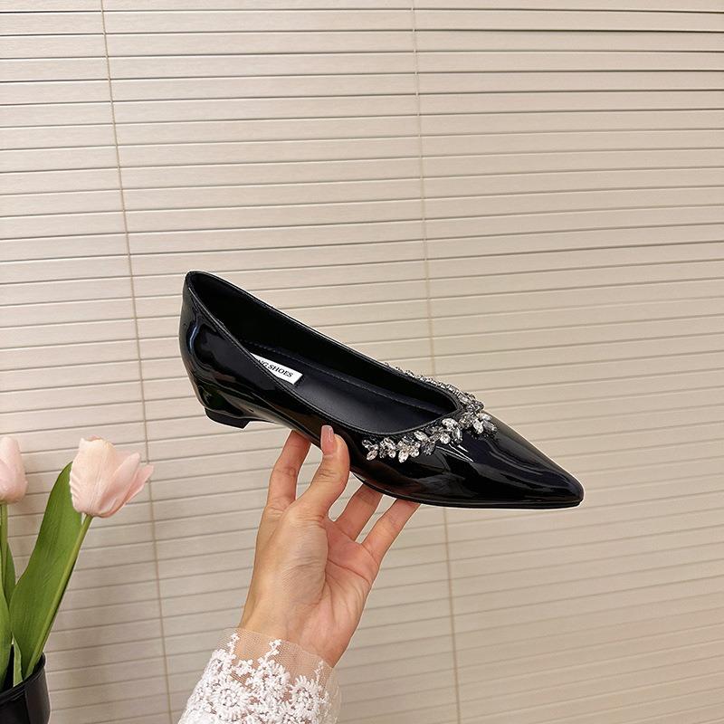 Shallow velvet soft bottom flat bottom pedal evening spring rhinestone fashion temperament pointed single shoes new