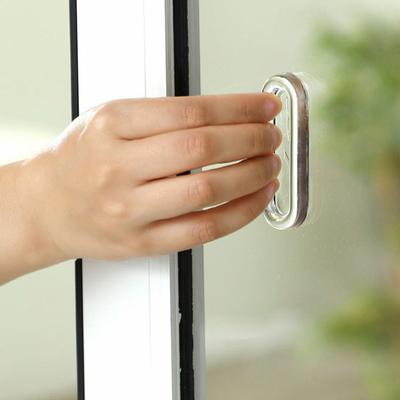 4 ks Průhledný plastový měkký PU kliky dveří Samolepicí klika posuvných dveří Kuchyňská skříňka Skleněné posuvné dveře Zásuvková rukojeť