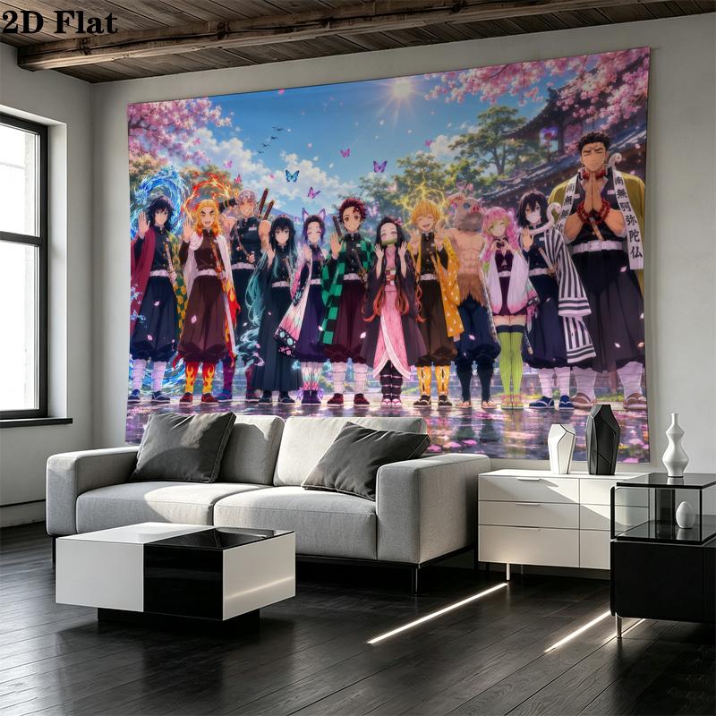 Demon Slayer Series Wall Tapestry Aesthetic Wall Hanging Printed Fabric Blanket Decorative Tapestries for Bedroom Living Room Home Decor