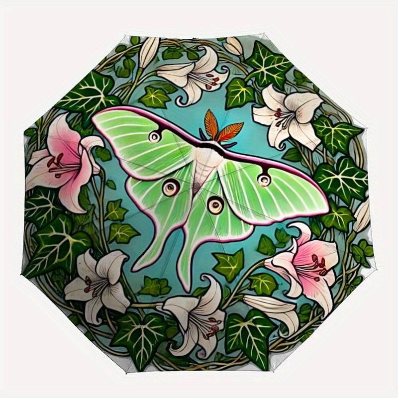 

1pc Luna Moth Automatic Open/close Folding Umbrella, Compact Portable Travel Umbrella, Perfect Birthday/Christmas, Cute Umbrella, Durable Co