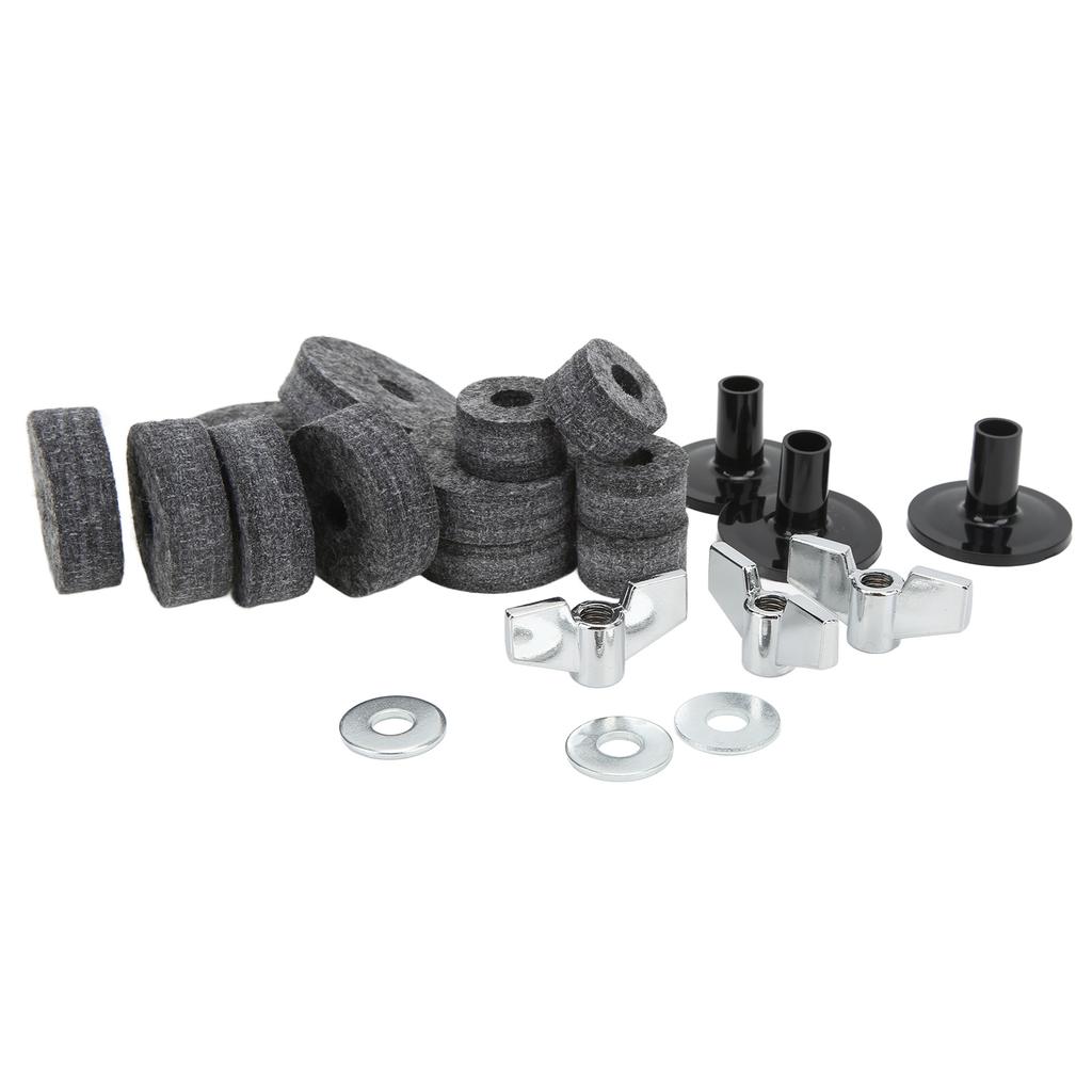 21Pcs Cymbal Replacement Accessories Felts Sleeves Wing Nuts Washers for Hi Hat Clutch CupGrey