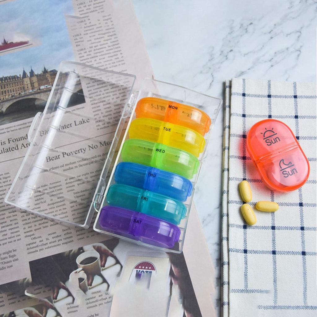 Weekly Pill Organizer with 7 Detachable Pill Case 2 Times a Day AM PM Pill Box to Hold Medicine Medication Vitamins and Fish Oil