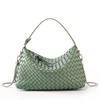 2024 Genuine Leather Woven Dumpling Bag - Sheepskin Chain Messenger Pillow Handbag for Women