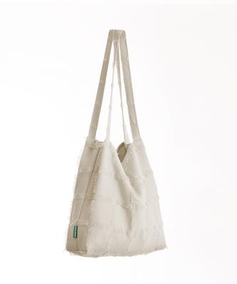 Green Stuff Boxy Shopper Bag 53 Ethnic Fringe - Ivory