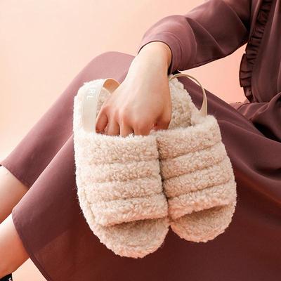 Autumn and Winter Cashmere Slippers Women Thick Soled Home Tow Elastic Band Indoor Cotton Tow External Wear