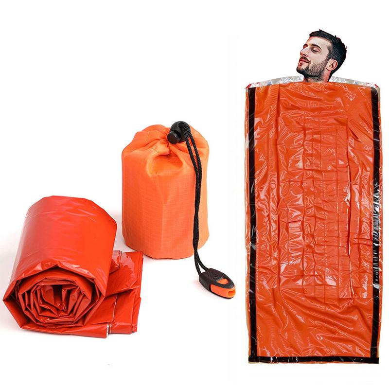 Portable Waterproof Emergency Survival Sleeping Bag Outdoor Camping Gear Thermal Sack First Aid Rescue Kit Mylar Blanket