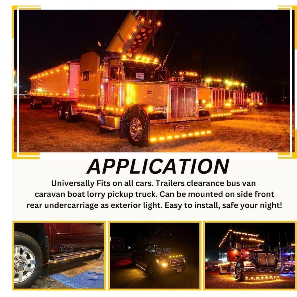 2PCS LED Trailer Marker Lights 24V Waterproof Amber Chicken Lights Universal Side Clearance Lamps for Semi Truck Freightliner Cargo