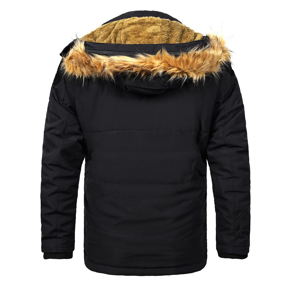 Men's Plus Size Hooded Winter Cotton Jacket with Fur Collar