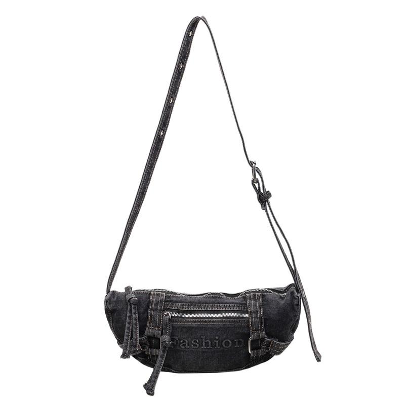 Τσάντα Crossbody από Τζιν, Απλή Τσάντα με Κέρατο, Ρετρό Πλυμένη Φθαρμένη Τσάντα