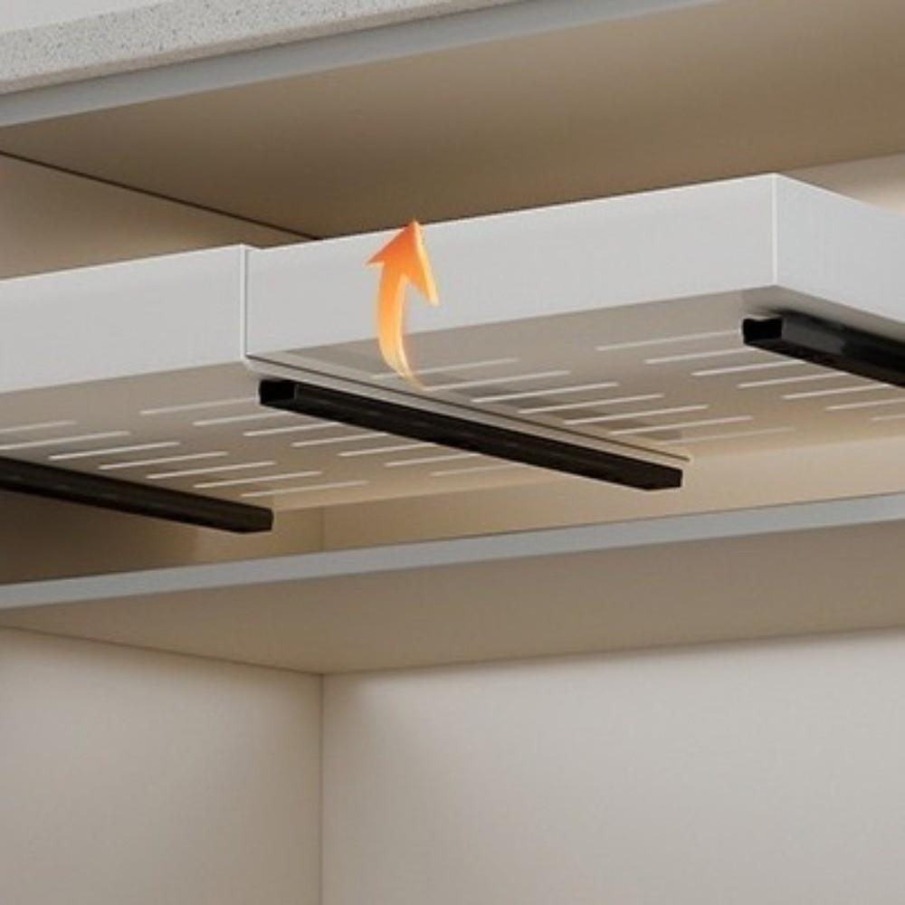 Adjustable Width Kitchen Storage Rack Metal Extendable Pull Out Shelf  Household Goods