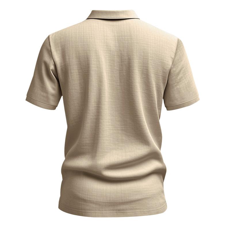 Summer New Men's British Casual Buttoned Loose Linen Lapel Short Sleeved Top