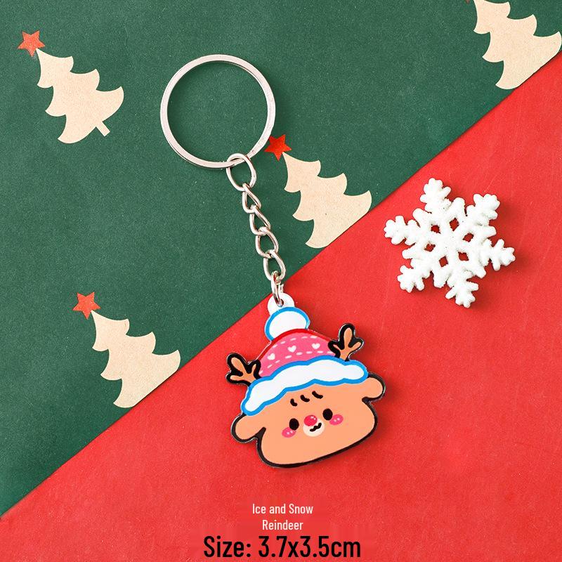 Original Christmas Reindeer Acrylic Keychain - Holiday Bag Decoration & Small Gift Keyring