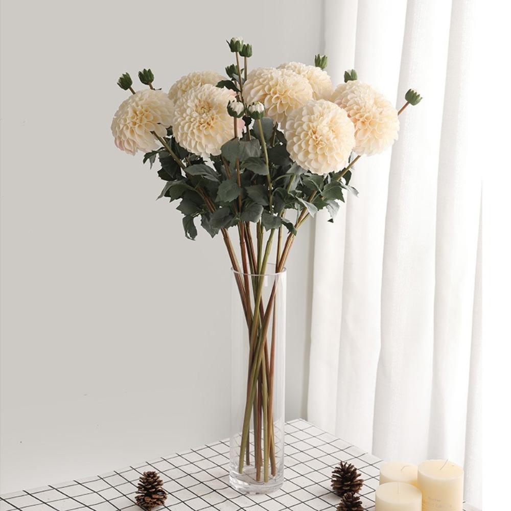 80cm Simulation Dahlia Flowers Real Touch Silk Fake Flowers  Garden Decor