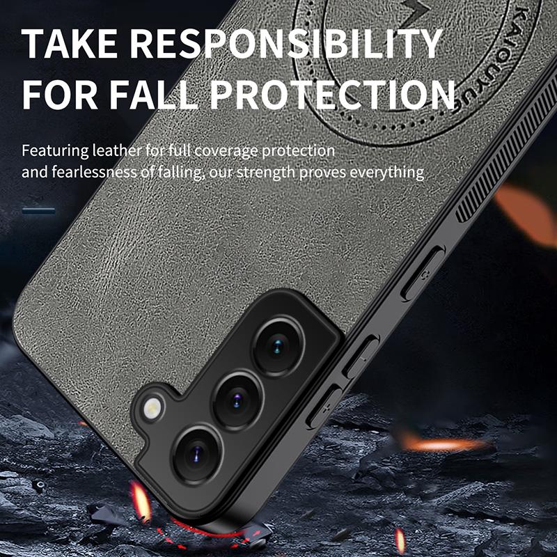 New Leather Matte Frosted Magnetic Phone Case For Samsung Galaxy S21 S22 S23 FE S24 Plus S25 Edge Shockproof Bumper Soft Cover