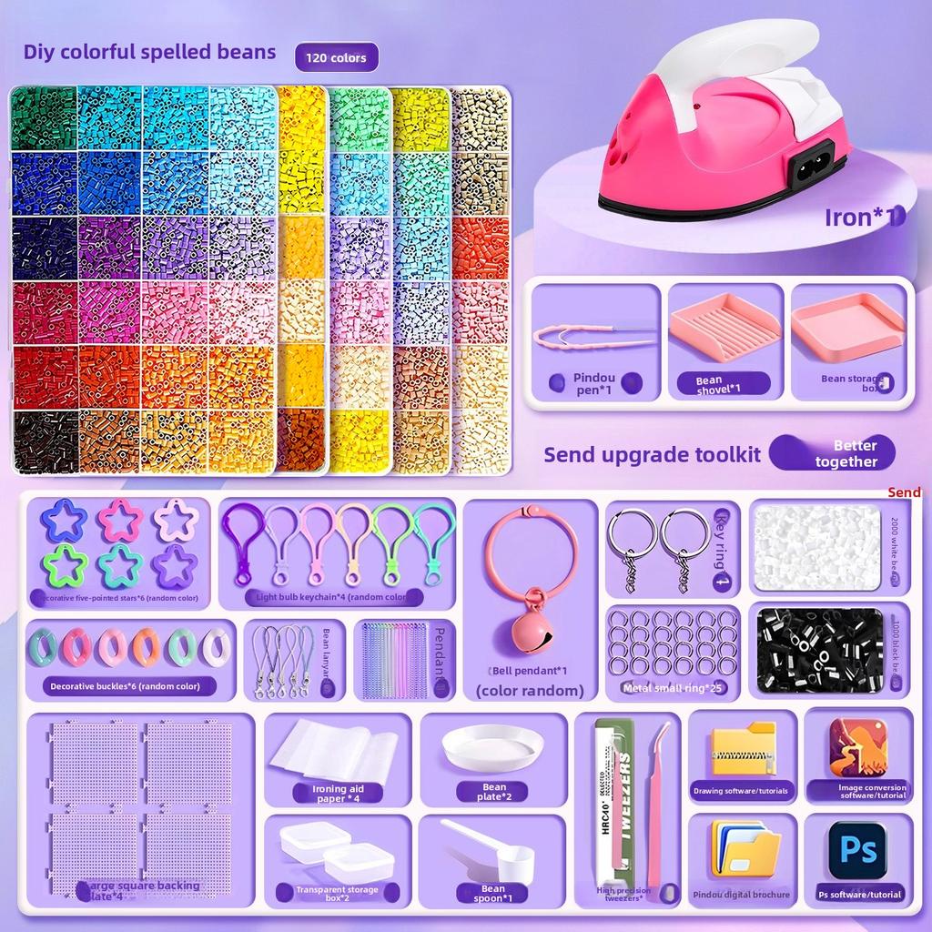 שק חומרים DIY להכנה עצמית של שעועית פינדו, סט מלא של צבעי MARD תלת-ממדיים מותכים, כלים, שק נייר גיהוץ