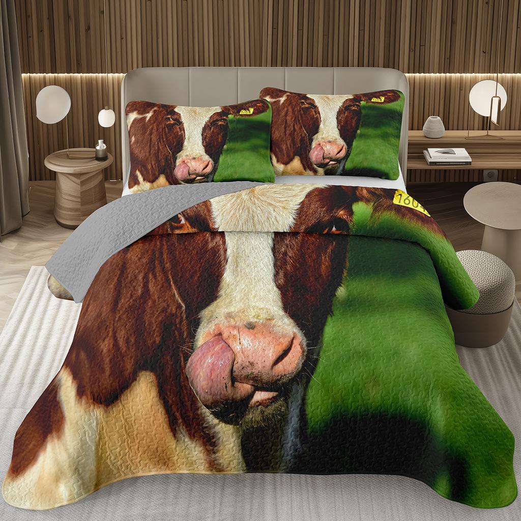 Cute Milk Cow Bedspread Set Twin Queen King Size Farm Animal Print Quilt Set Farmhouse Coverlet Set For Boys Teen Bedroom Decor