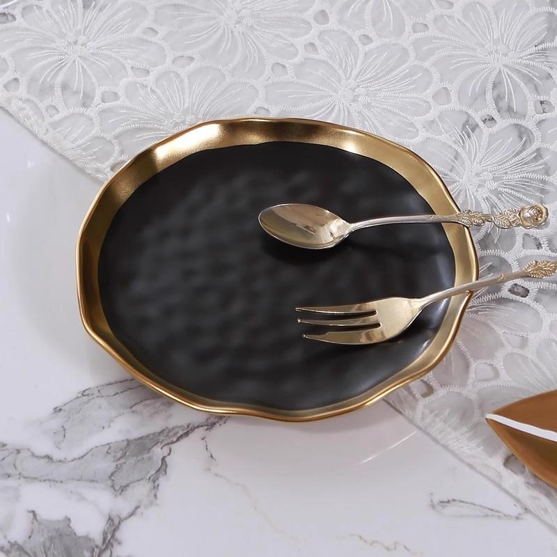 

Керамическая тарелка с золотой инкрустацией для стейка белая тарелка для еды посуда в скандинавском стиле миска десертная тарелка обеденный набор подносы декоративные