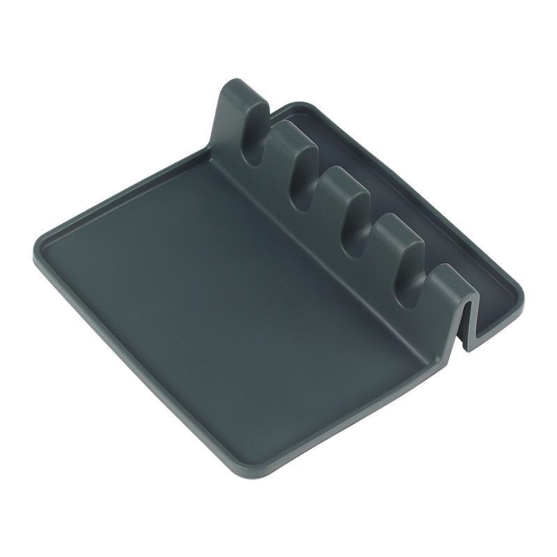 In Stock: Food-Grade Silicone 4-Grid Kitchen Storage Rack & High-Temp Resistant Spoon Rest Mat