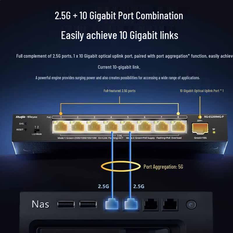 Ruijie RG-ES209MG-P 9-Port 2.5G Managed PoE Switch