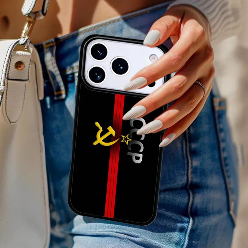 Coat Of Arms Russian CCCP Flag Bumper Phone Case For iPhone 17 Air 14 15 13 12 Max Cover For Apple 16e 11 Pro Max Plus Coque