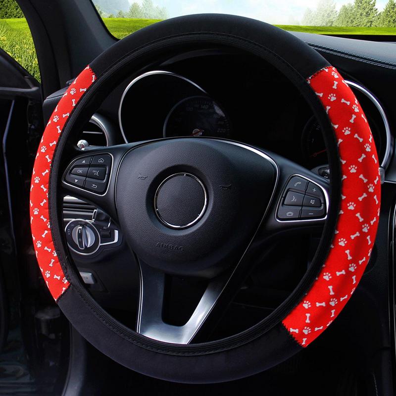 Cars Steering Wheel Braid Cover Knitted Fabric Car Covers Fashion Color Print Steering Wheel Cover Soft Auto Accessories