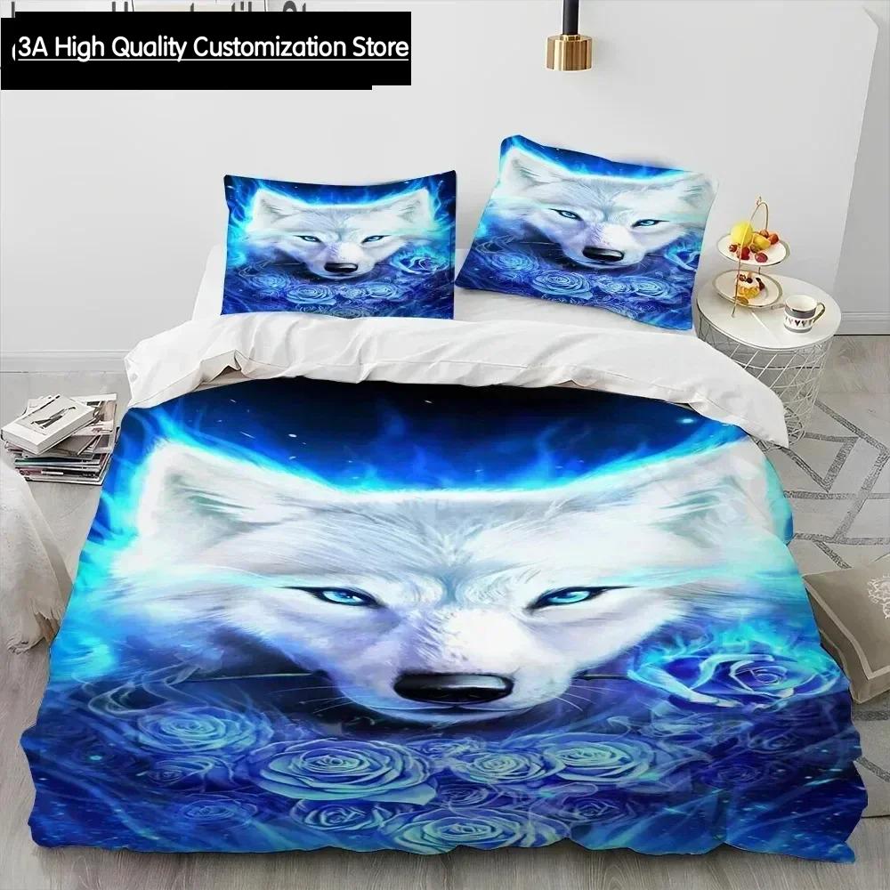 3D Print Tiger Leopard Wolf Animal Luxury Comforter Bedding SetDuvet Cover Bed Quilt Cover Pillowcase Queen Size Bedding Set